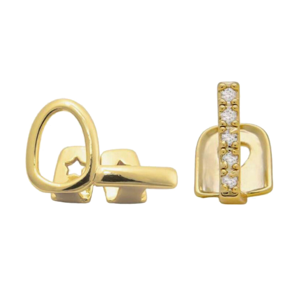 Slim 1.9cm Double Tone Oral Piercing Jewelry Brass-A golden set