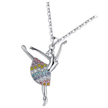 Ballet Girl Necklace Rhinestone Necklace Ballet Charm Dancer Necklace for Girls Ballet Necklace Ballet Girl Pendant Necklace for Women Alloy