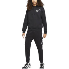 (Black, XL) Nike Mens Tracksuit Set Swoosh Fleece Pullover Hoodie Cuffed Jogger