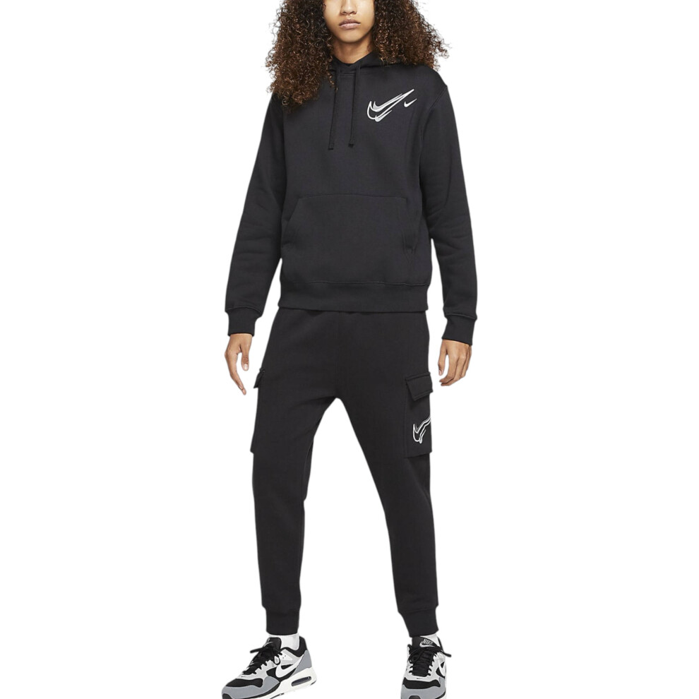 Nike (, Xl) Mens Tracksuit Set Swoosh Fleece Pullover Hoodie Cuffed Jogger Black
