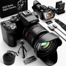 Digitale 8K 64MP Kamera mit Autofokus, 16X optischem Zoom, 3" 180 IPS-Display, WiFi, 64GB Karte