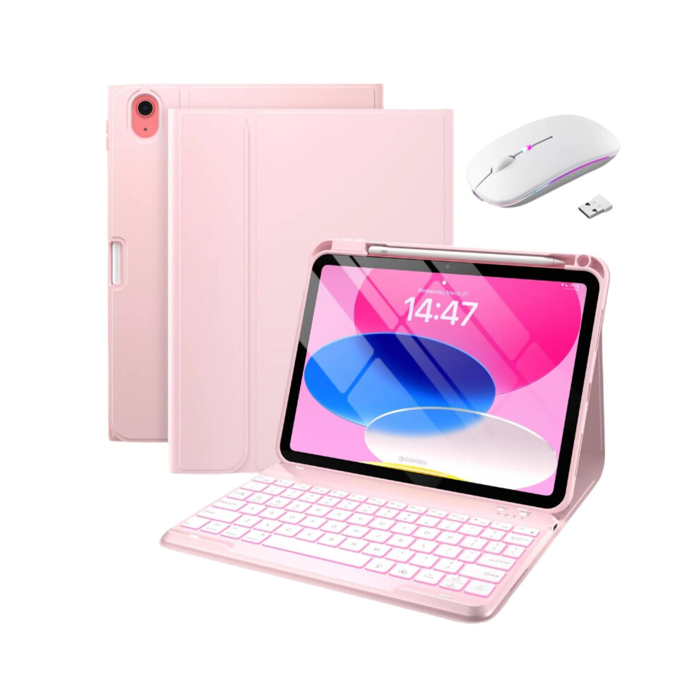 Keyboard Case For Ipad Pro 11Inch (M4) Pencil Holder Magnetically Detachable Wireless Keyboard Pink 9365049172998
