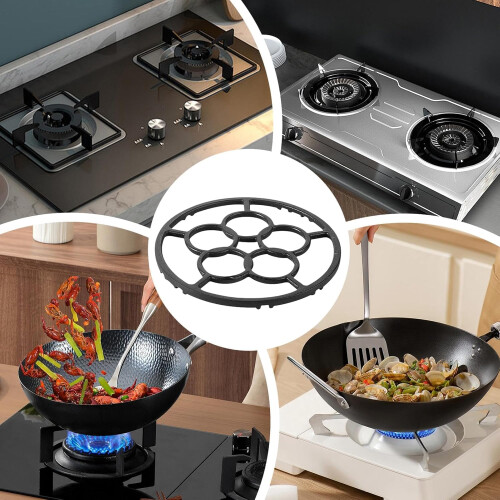 Cast Iron Wok Support Ring, NonSlip Stand, Secure Stove Attachment, 18.2 cm 2