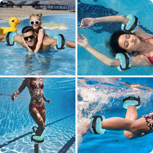 Water Ankle Weights Adjustable Pool Cuffs Float Ring Aquatic Exercise Weights For Adults Green 2