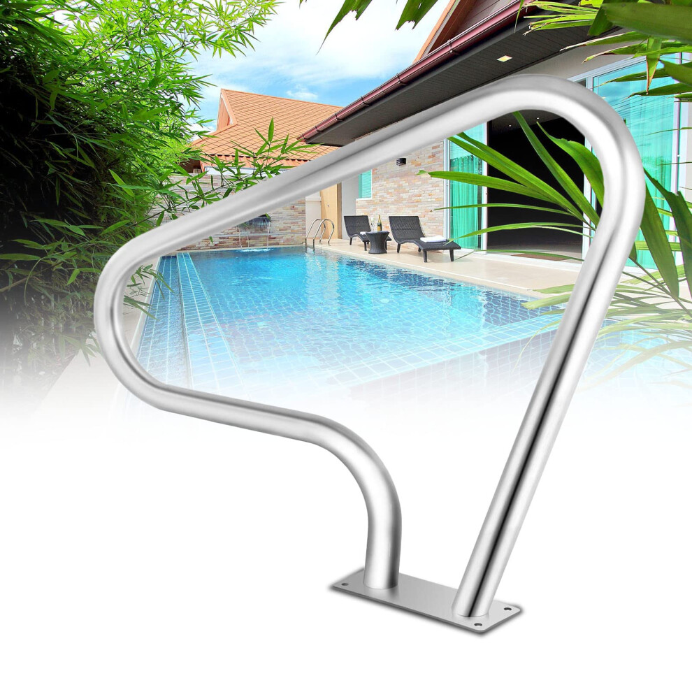 Pool Handrail 304 Stainless Steel Rustproof Polished Finish For Inground Swimming Pools 250Lbs 9365049173759