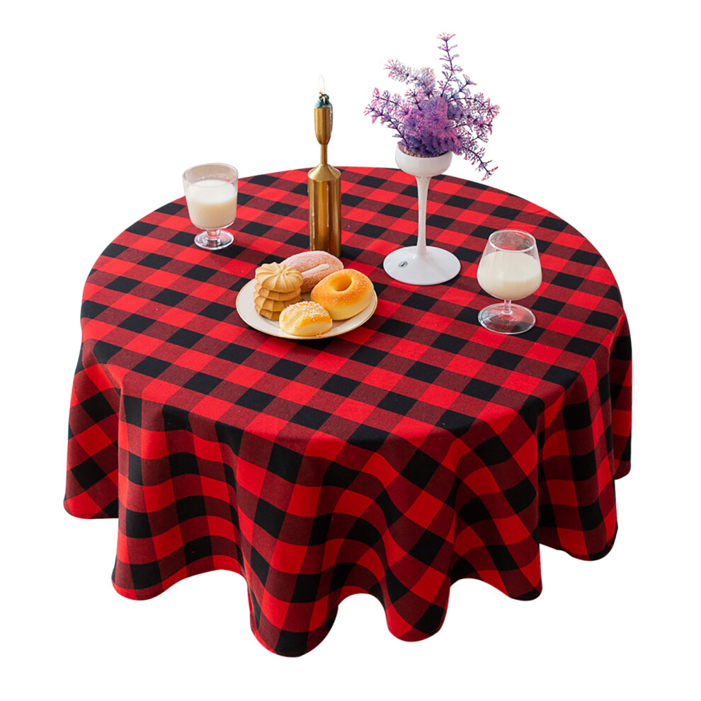 Waterproof Checkered Tablecloth For Cafes Dinners, Protective Stain Resistant Imitation Cotton Linen Cloth With Elegant Black White Pattern, Washable