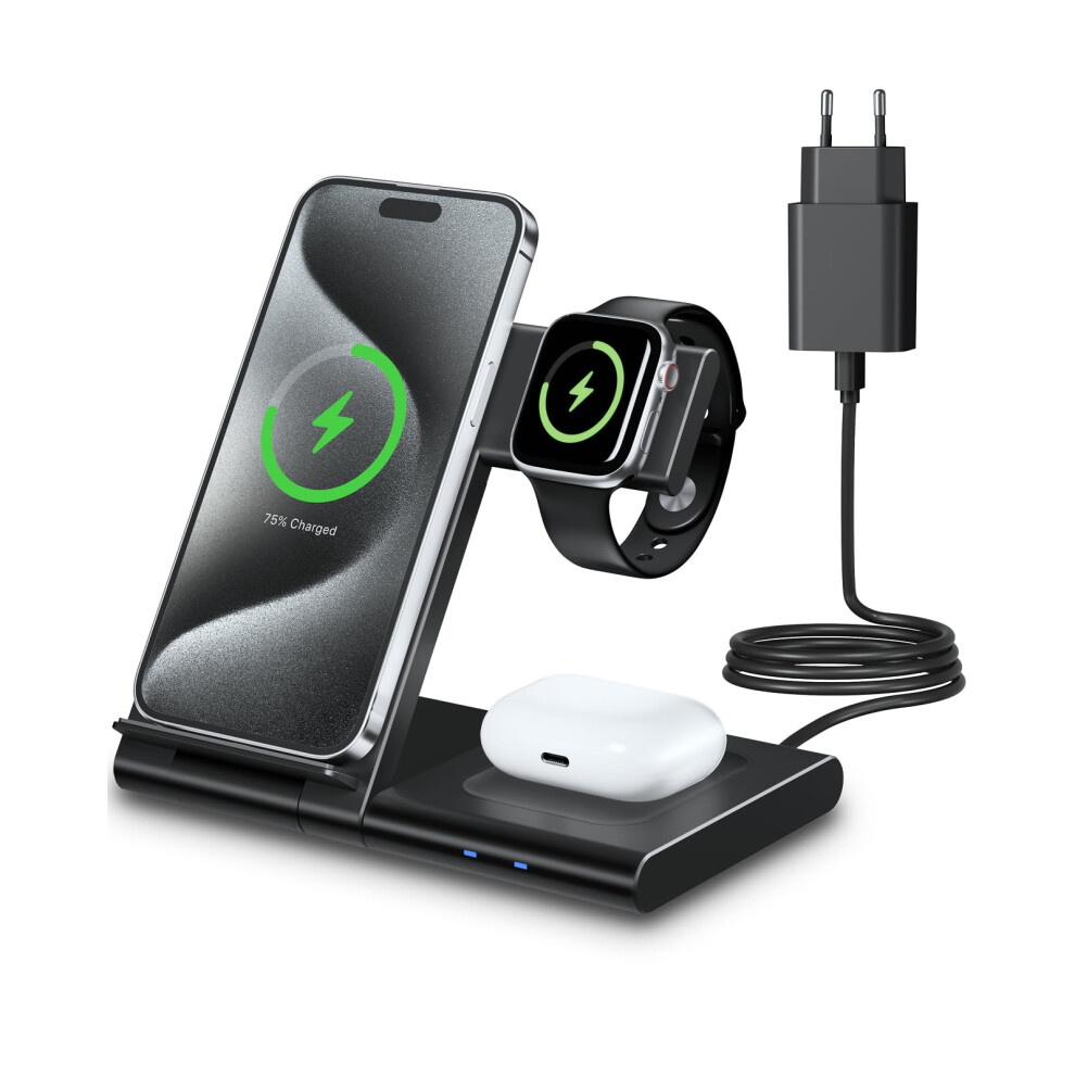3In1 Charging Station For Apple Watch, Iphone 168, Iwatch 102 Airpods Black 9365049173827