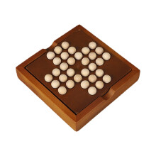 Solitaire Wooden Board Game, Classic Educational Family Game for Teenagers and Children