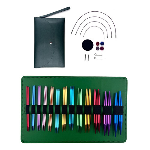 Pullover hand knitting tool accessory set for handmade aluminum, interchangeable knitting needle set with case