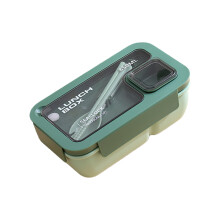 3-delige bentos-box met verdeeld-Groene Set HC5227 rechthoekig