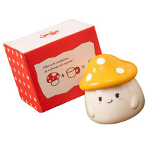 Keramische-gele papieren geschenkdoos met paddestoelen