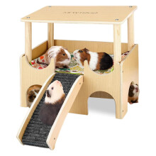 Guinea Pig House, Wooden House with Ramp, Toy Accessories, Rabbit House