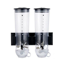 Cereal Dispenser, Wall Mounted Cereal Dispenser Double Dry Food Dispenser Kitchen Dispenser for Cereal Cornflakes Sweets (Black) Schwarz