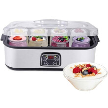 Automatic Yogurt Maker Machine Ultimate 8 Glass Jars 1400ML LCD Display Grey Adjustable Temperature And Time Control