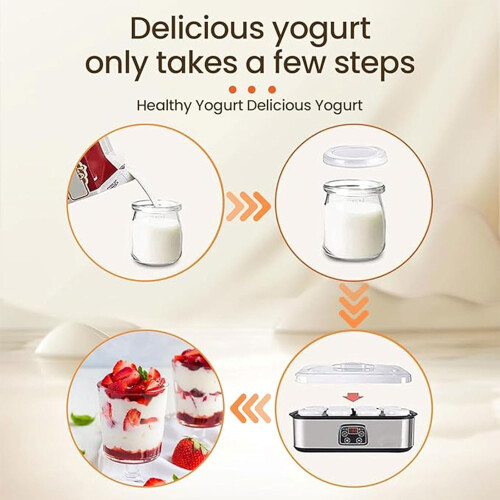 Automatic Yogurt Maker Machine Ultimate 8 Glass Jars 1400ML LCD Display Grey Adjustable Temperature And Time Control 1