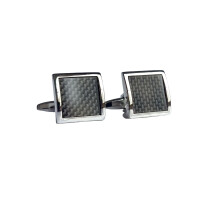 Square Curved Black Carbon Fiber Cufflinks for Men Formal Wear Cuff Links Banquet Party Shirt Accessories A One Size Metal No Gemstone