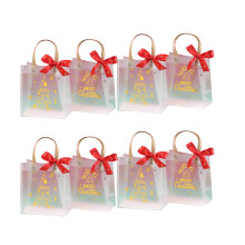 8 Pieces Transparent Gift Bags for Christmas Easy Carry-Red