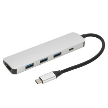 Mol USB Ilchalafort do Ríomhaire Glúine Stáisiún Dugaireachta Cineál-C Dlúth 5in1 Leathnú Le HDMI USB3.0PD Muirearú Tapa Dearadh Cóimhiotal