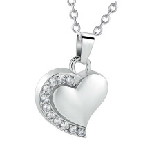 1xMemorial Necklace Ashes Locket Cremation Rhinestones-silver