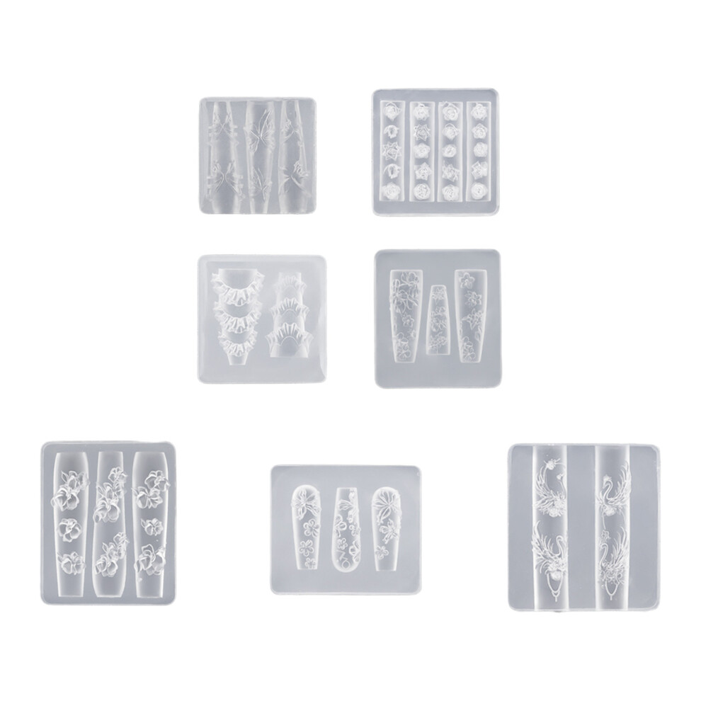 6Pcs Flexible Sturdy Silicone Mould for Detail 3D Nail Art And