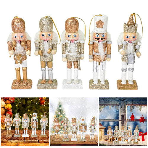 Stylish 12CM Nutcrackers Decoration with Gold Silver Touches for 1