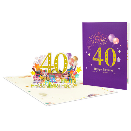 Unique Celebration Pyrotechnics 3D Popup Card for-40 years old