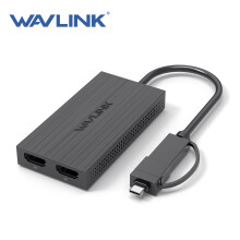 WAVLINK USB to Dual HDMI Converter 4K/60Hz, Black, Compact 10x5cm