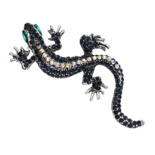 Retro Reptile Lapel Pin Fashionable Lizard Brooch With-Black