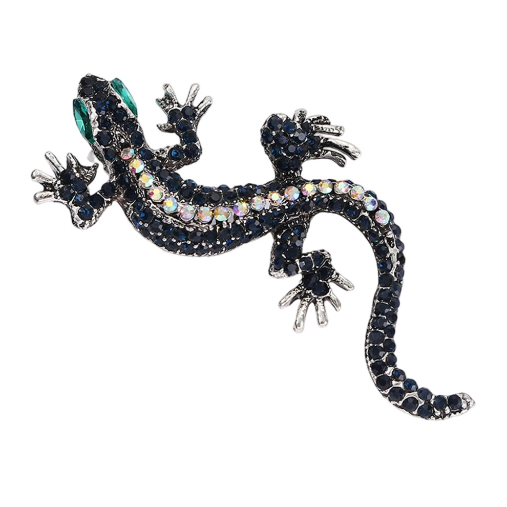 Black Retro Reptile Lapel Pin Fashionable Lizard Brooch With