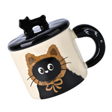 Kattenmok met deksel Souvenircadeau 370ML Keramische-bruin