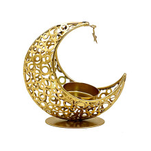 Eid Metal Candlestick Moon Shaped Candle Holder Home-Gold