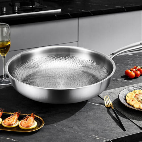 Saute Pan  Egg Pan with Lid  Titanium Hammered Skillet, Multi Functional Nonstick Cookware Pot for Kitchen Camping 26cm 1
