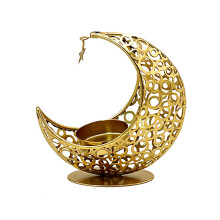 Bougeoir votif en forme de lune, bougeoir chauffe-plat,-or