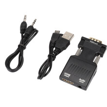 Adaptor HDMI la VGA pentru ieșire de înaltă rezoluție, Plug & Play HDMI mamă la VGA mascul cu mufă audio compatibilă cu laptop, PS3, Xbox,