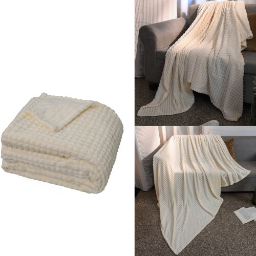 Cut Flower Detailing Double-Sided Blanket Warm Soft-Beige B 2