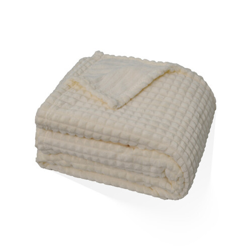 Cut Flower Detailing Double-Sided Blanket Warm Soft-Beige B 1