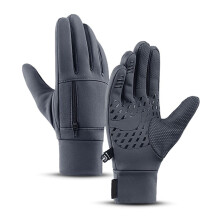 Climbing Gloves Winter Warm Pocket Cycling Gloves Touchscreen Waterproof Antislip Bicycle Skiing Gloves for Men Women Thermal M Grey