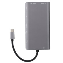 HDMI-Hub, USB-C-Multiport-Adapter (8-in-1) mit 4K-Display, Gigabit-Ethernet, SD- und Micro-SD-Kartensteckplatz sowie USB-A 3.0-Anschlüssen für