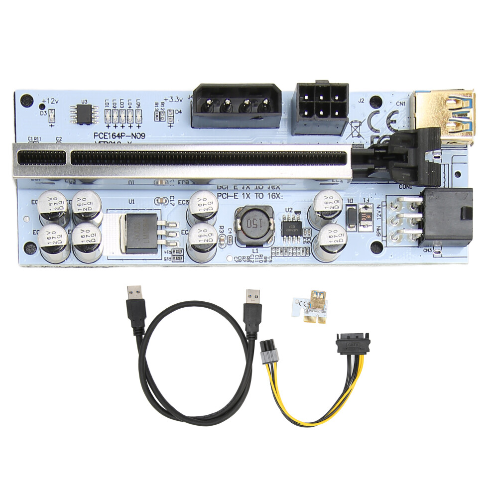 Pci-E 1X To 16X Extender Enhanced Riser Adapter With Usb 3.0 & 6Pin Power Cable For High-Performance Pci Express Mining Setup 9486358986646