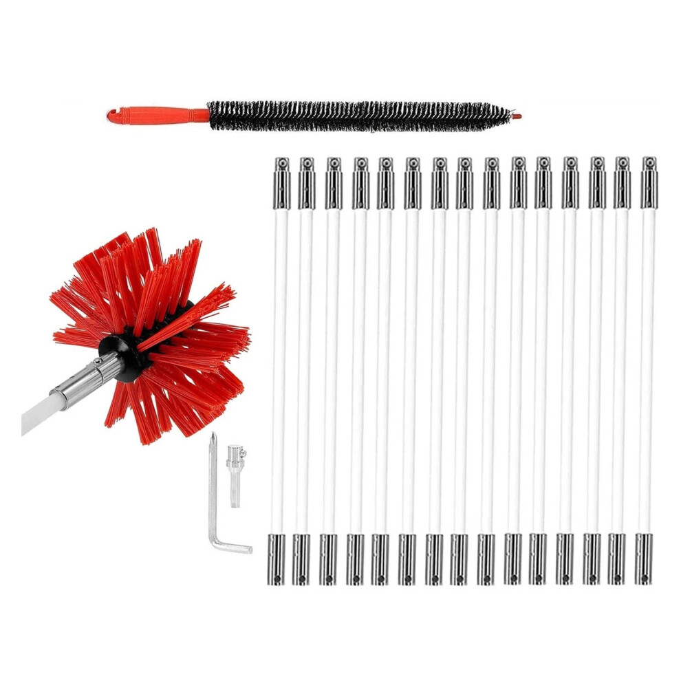 Chimney Sweep Kit, Chimney Cleaner Air Duct Cleaning Kit 15 Rods 610Mm 9365049184939