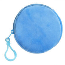 Delightful Furry Key Holder Circular Wallet-   Sky Blue