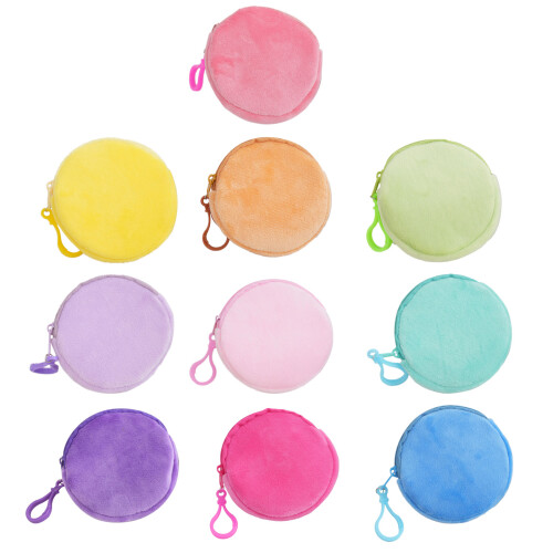 Delightful Furry Key Holder Circular Wallet-   Sky Blue 1