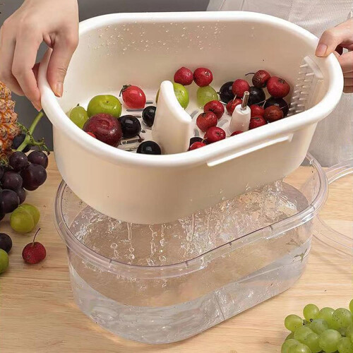 Manual Fruit Washing Machine, Vegetable Fruit Cleaner Spinner 2