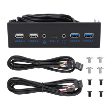 Adaptador de painel frontal, hub USB de alta velocidade com interface de áudio, conector plug and play para painel frontal de computadores desktop