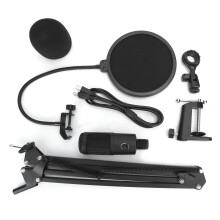 Kondenzátor mikrofon kardioid hangfelvételi mintázattal, USB mikrofon professzionális stúdióhasználathoz zajcsökkentéssel, plug and play