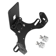 Justerbare bilskiltholdere for motorsykkel, bakre bilskiltmonteringsbrakett med LED-lys og blinklysstøtte, vinkeljusterbar aluminium