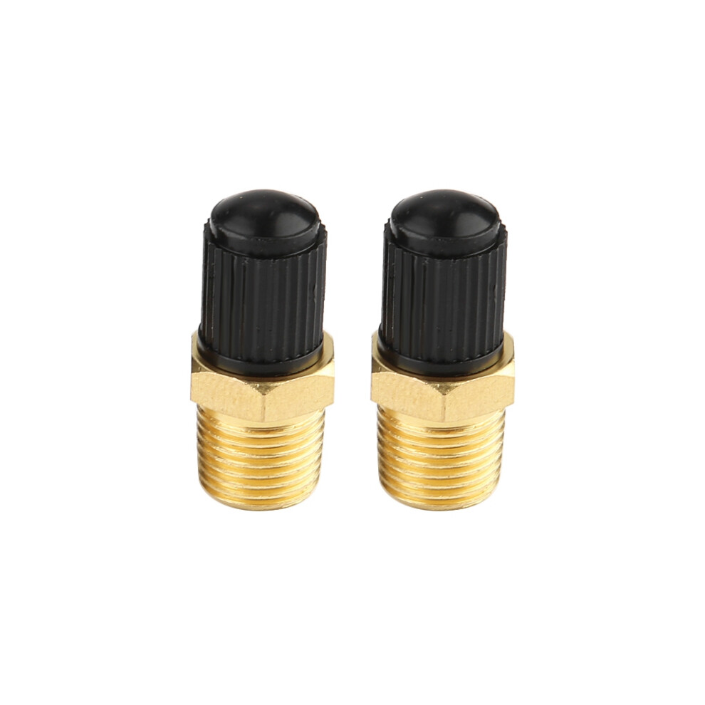 Air Compressor Tank Valve, Brass Schrader Valve With Protective Cap, 1/8 Inch Npt Mpt Male Threaded Fill Valve For Industrial And Automotive Black 9139052576346