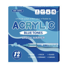 12 Color Acrylic Paint Pen Brush Tip for Card-Canglan Blue