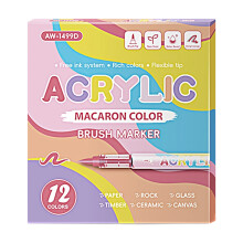 12 Color Liquid Acrylic Paint Marker Soft Brush-Macaron color