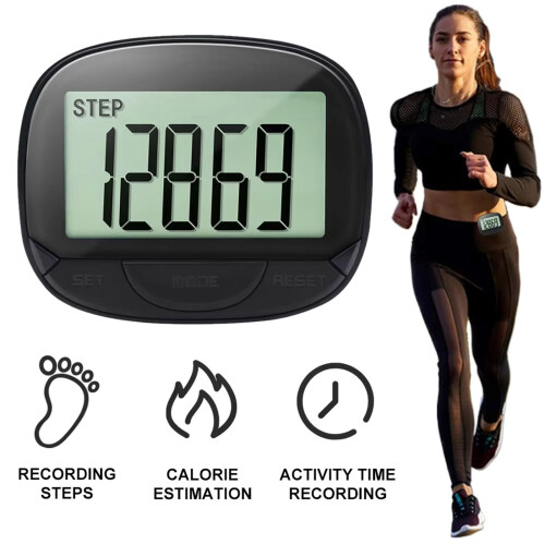 Multifunction Step Trackers ABS Pedometer Step Counter-Black 2